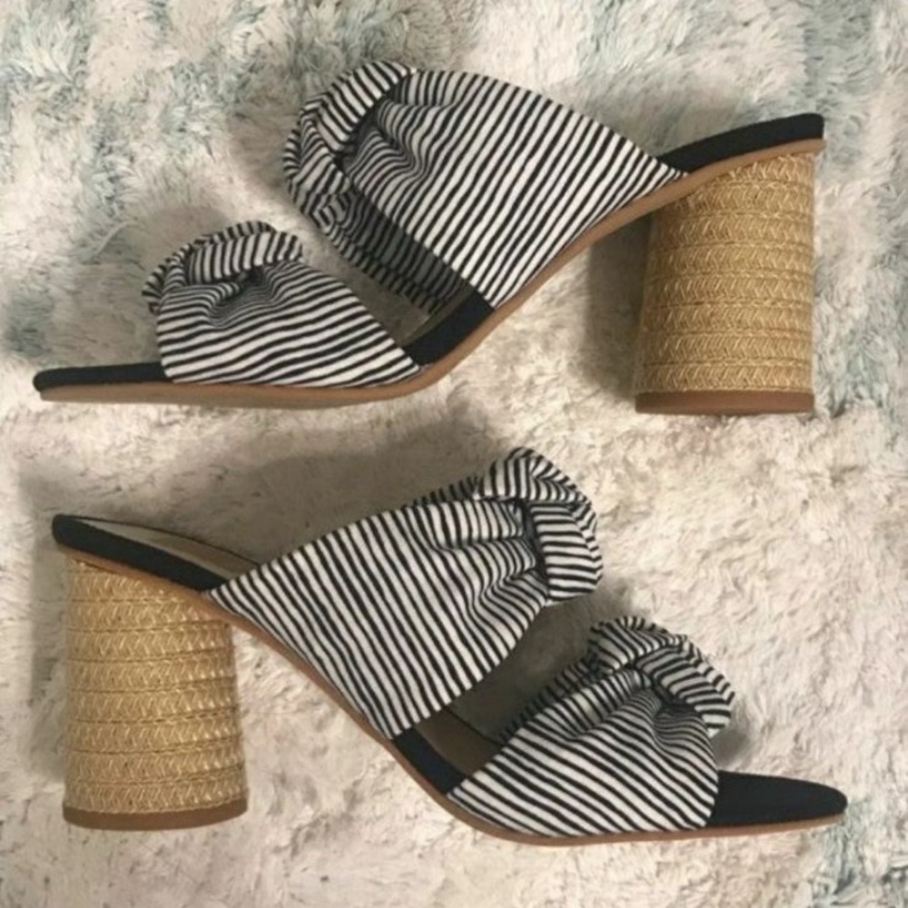 Dolce Vita Striped Black and White Women's Heeled Sandals